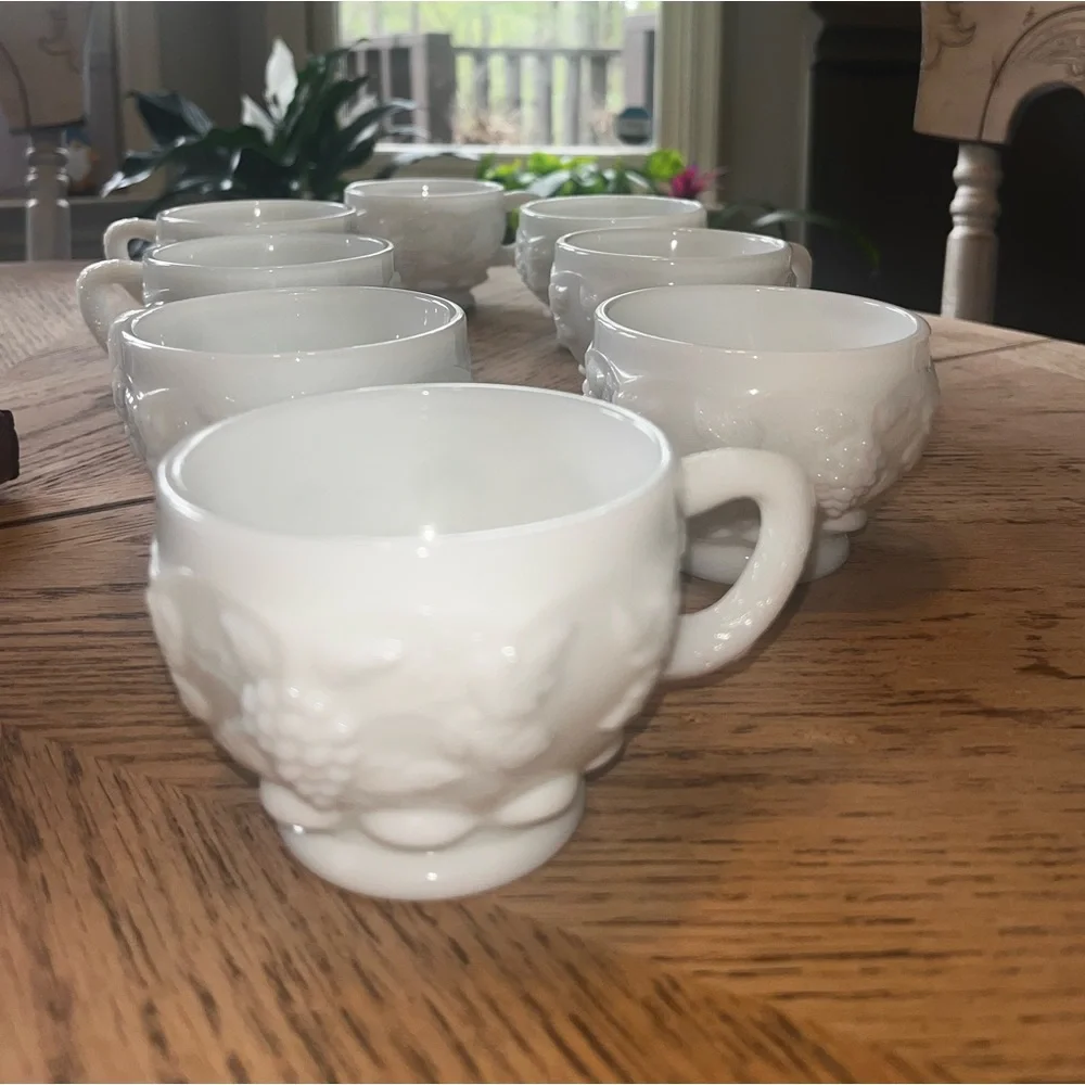 vintage Westmoreland Paneled Grape Milk Glass Punch Cup